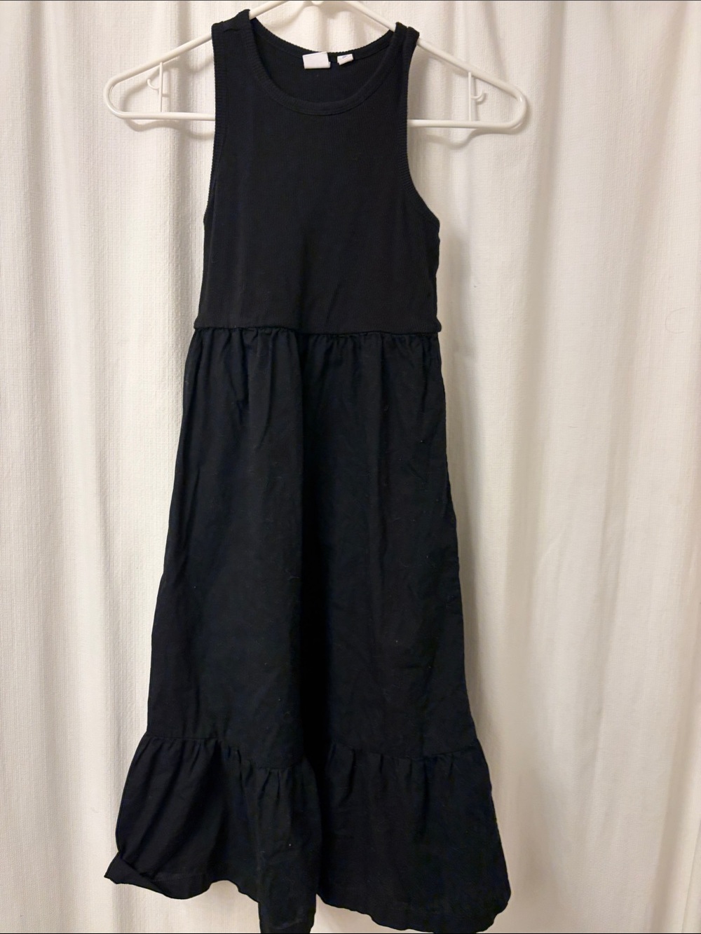 GAP Black Sleeveless Ruffle-Hem Maxi Dress